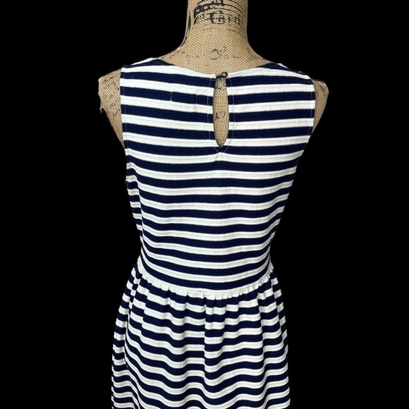 Maison Jules Textured Keyhole Back Striped Fit and Flare Dress - Picture 6 of 14